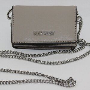 Nine West Beige Laney Micro Chain Card Case Wallet Mini Crossbody